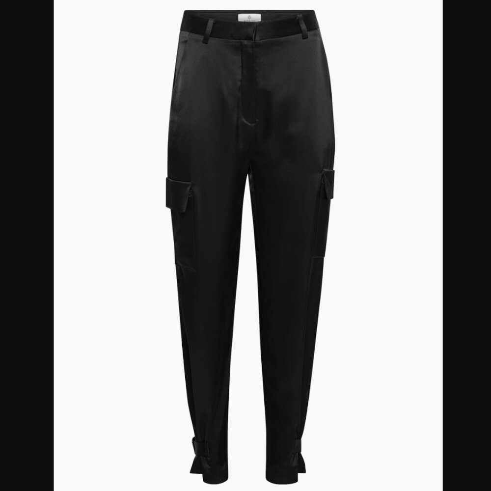 ARITZIA/BABATON REFINED SATIN CARGO PANT / SIZE: 10 / COLOR: BLACK
